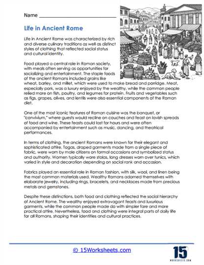 daily life in ancient rome worksheets