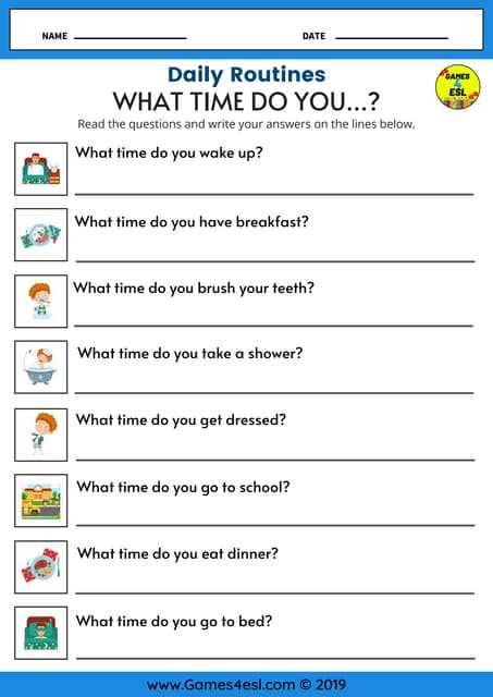 daily routine worksheet for adults daily routine worksheet for adults