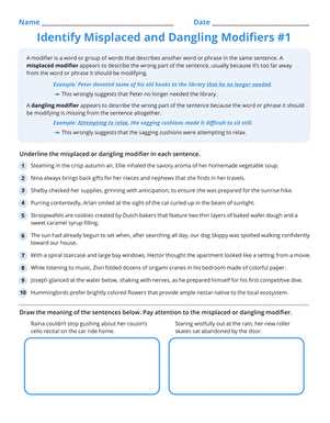 dangling modifiers worksheet