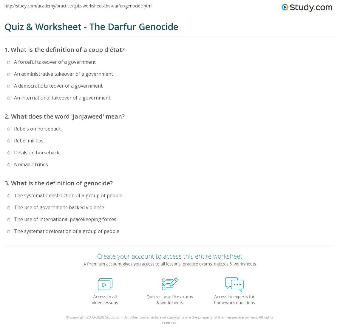 darfur genocide worksheet
