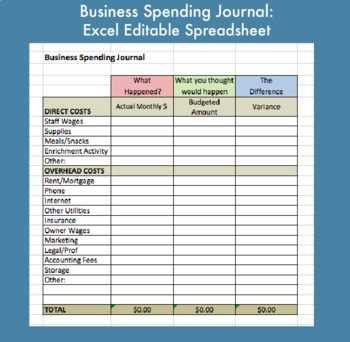 daycare income and expense worksheet