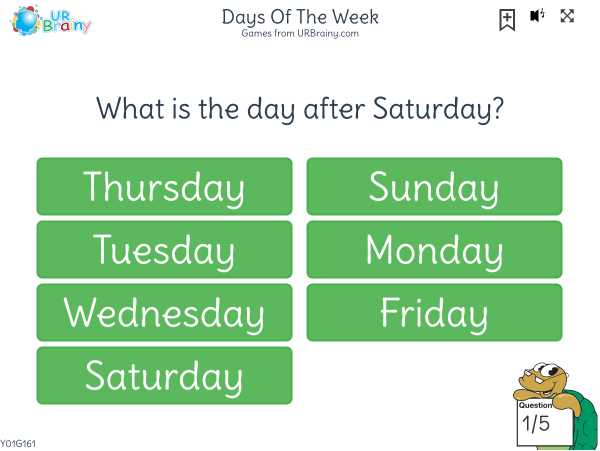 days of the week interactive worksheet