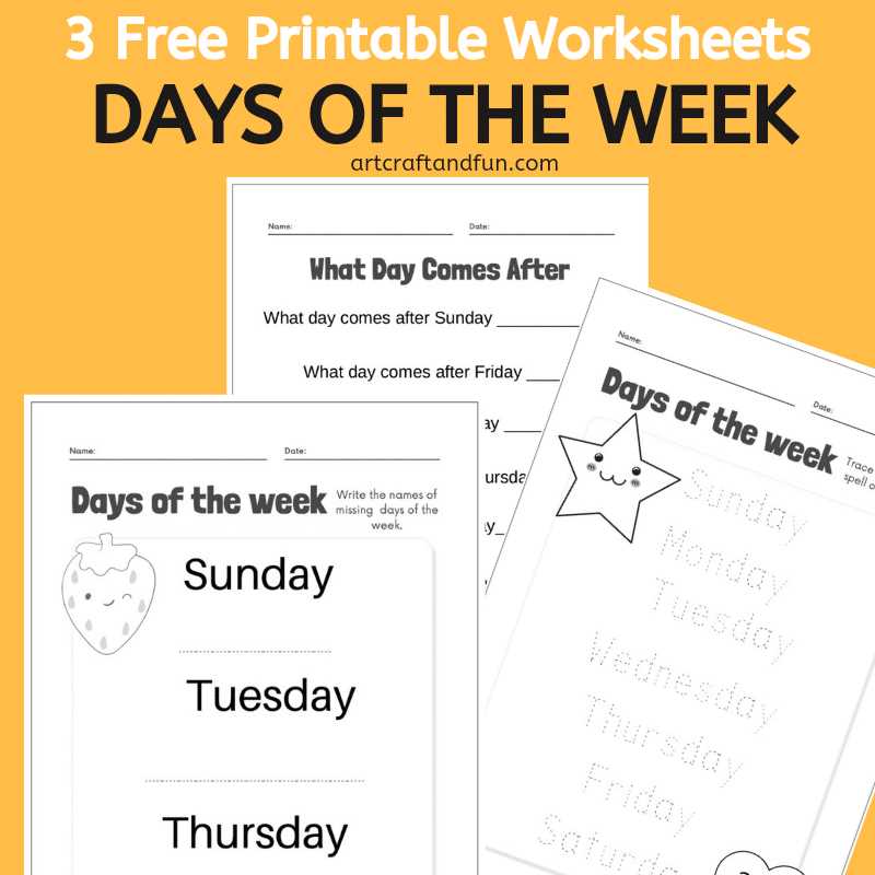 days of the week printable worksheet