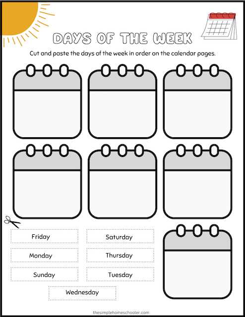 days of the week worksheet kindergarten