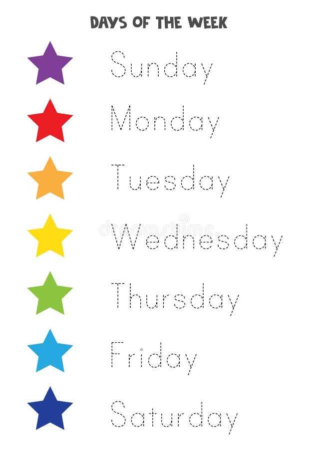 days of week in english worksheet