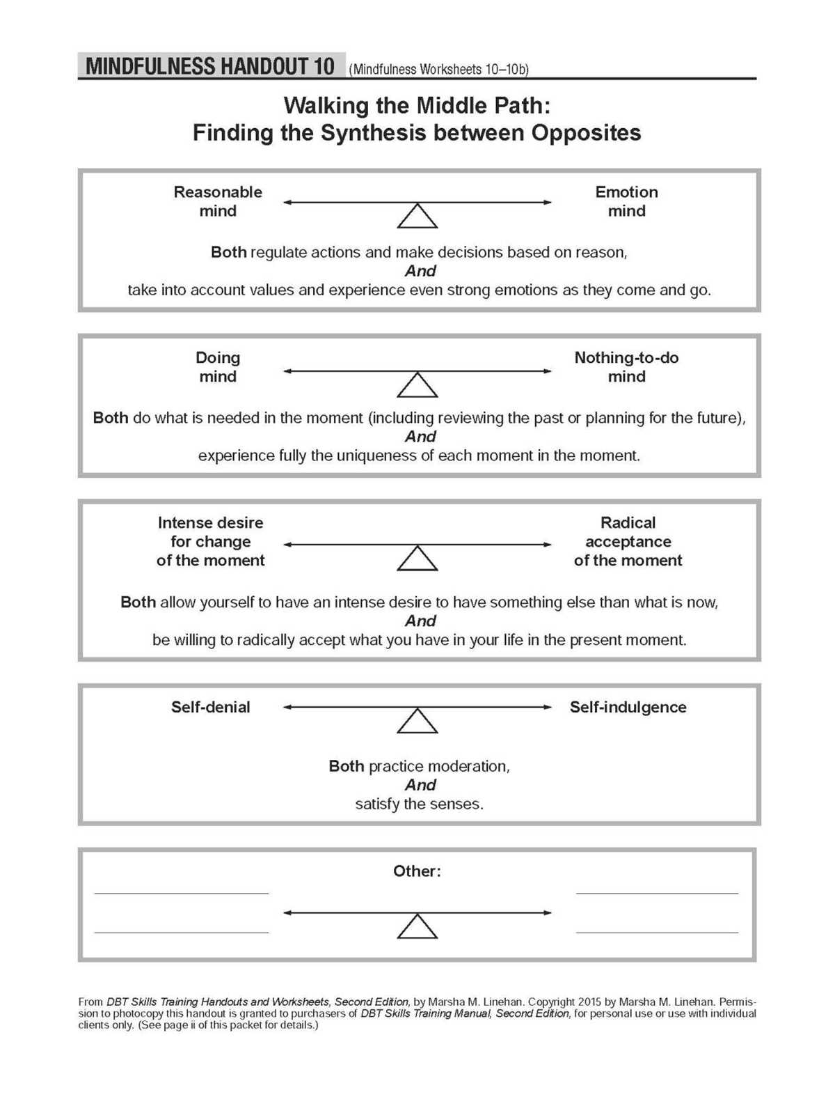 dbt skills training handouts and worksheets by marsha m linehan