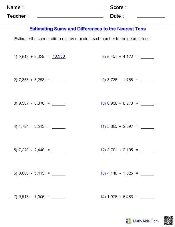 decimal estimation worksheets