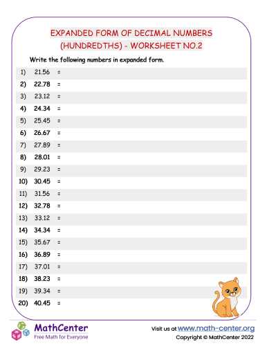 decimal expanded notation worksheet