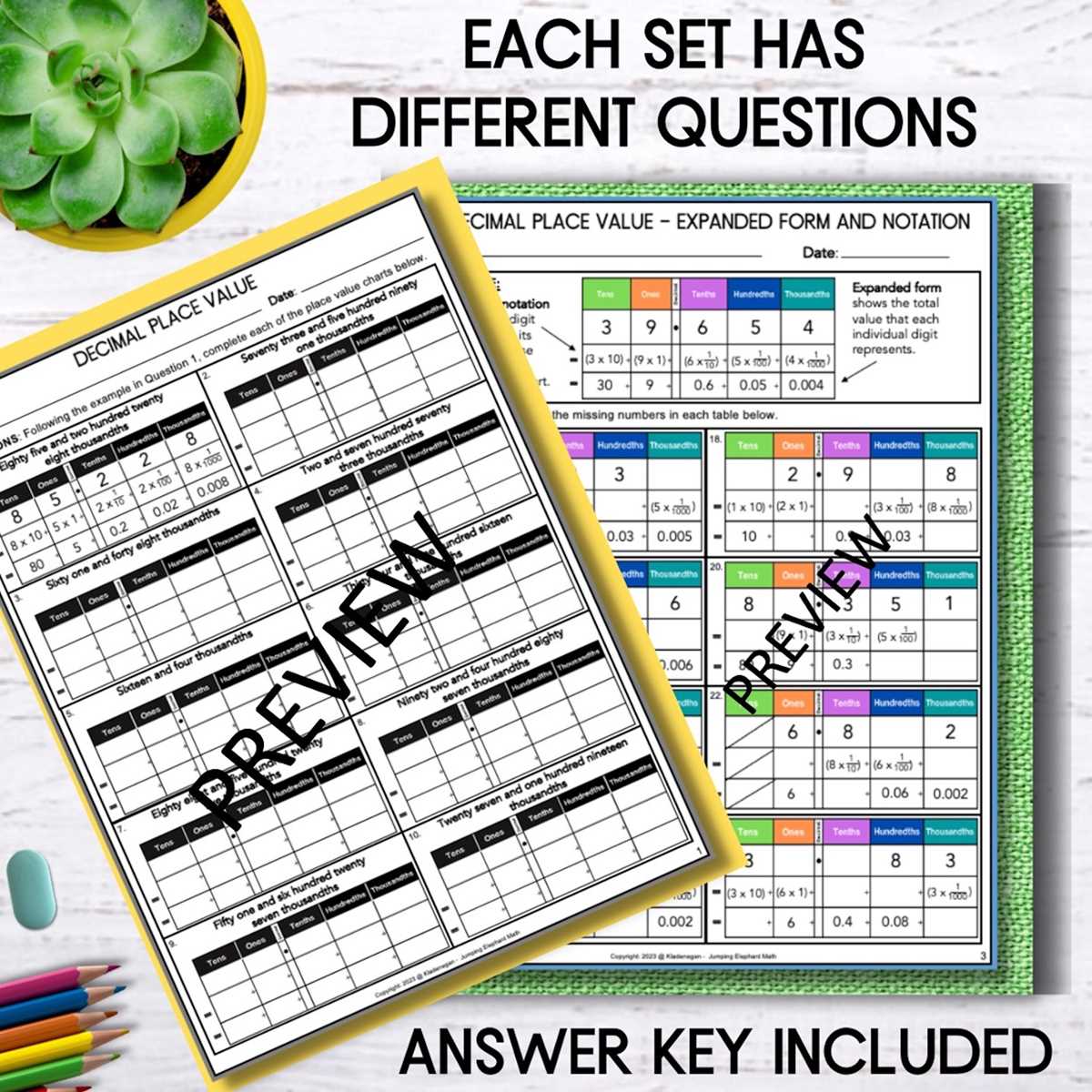 decimal worksheet expanded form