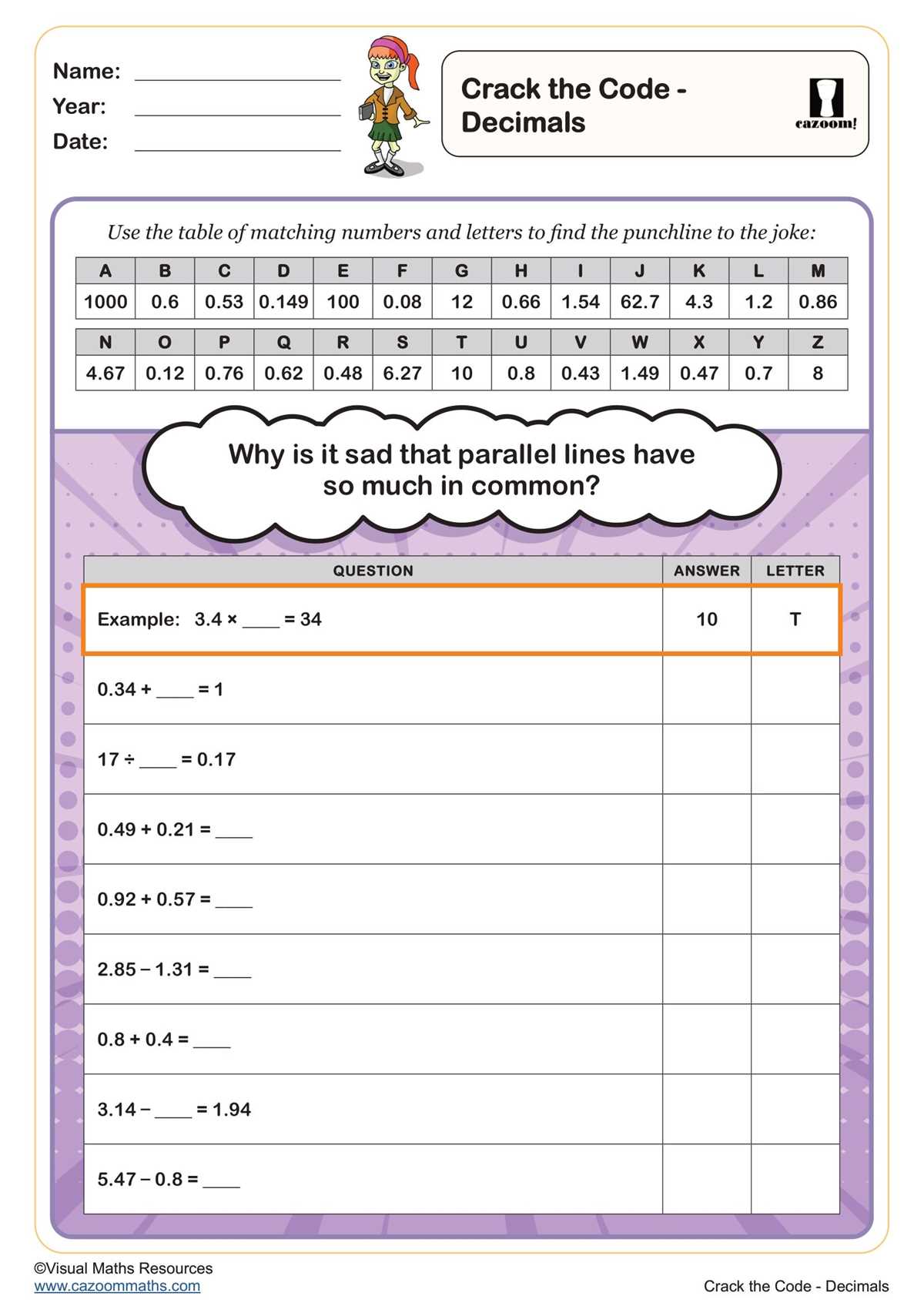 decimal worksheets for class 5