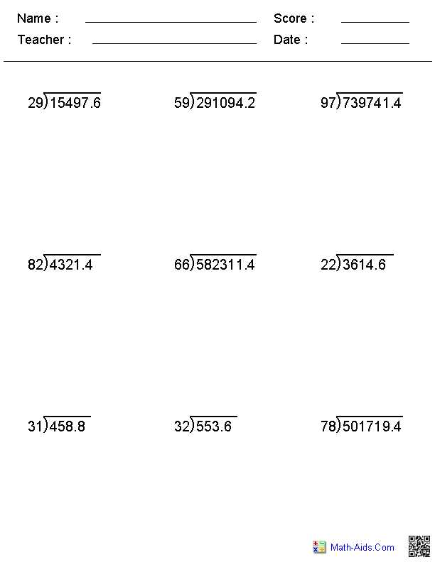 decimals multiplying and dividing worksheets