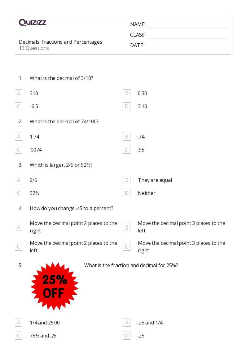 decimals to fractions worksheet
