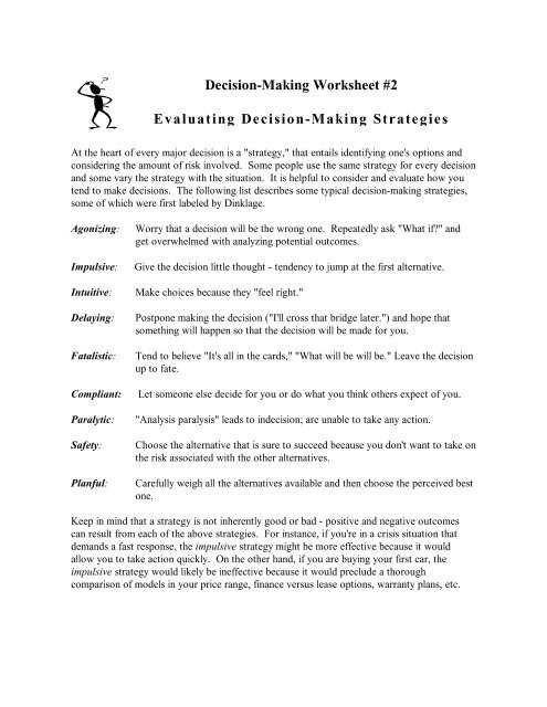 decision space worksheet