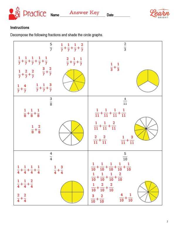 decompose fractions worksheets