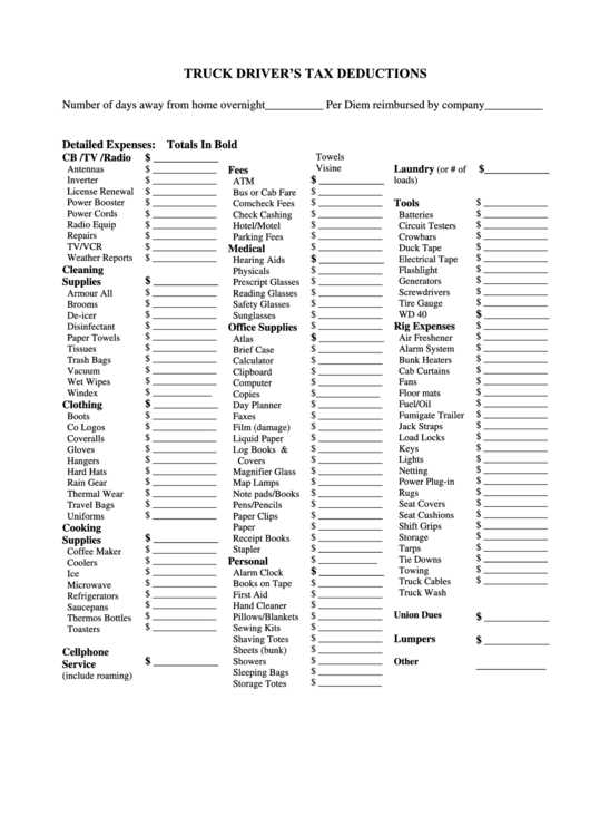 deduction worksheet