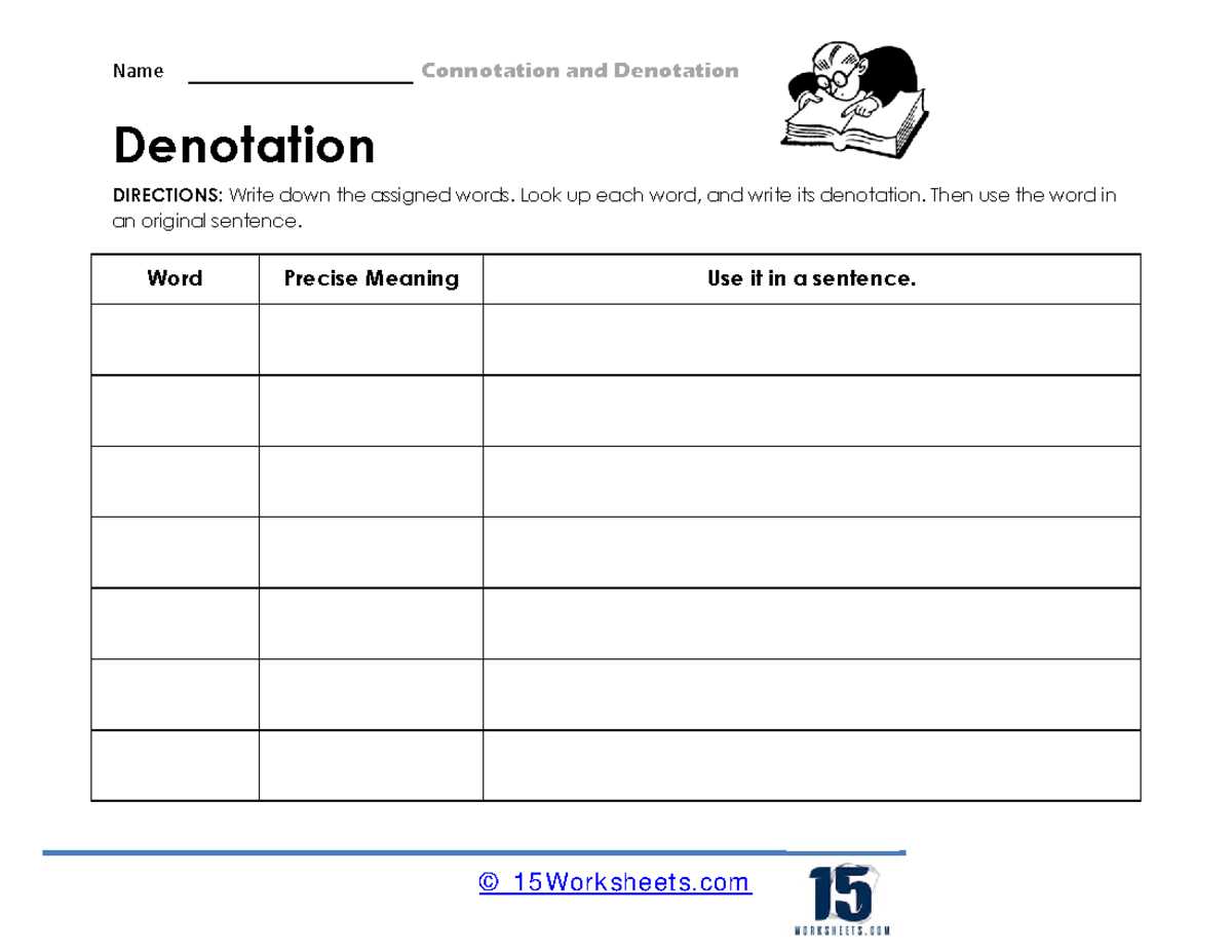 denotation connotation exercises worksheet