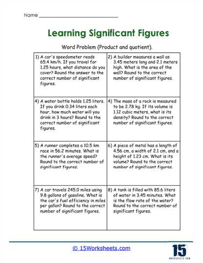 density and significant figures worksheet
