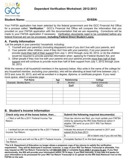 dependent verification worksheet 23 24