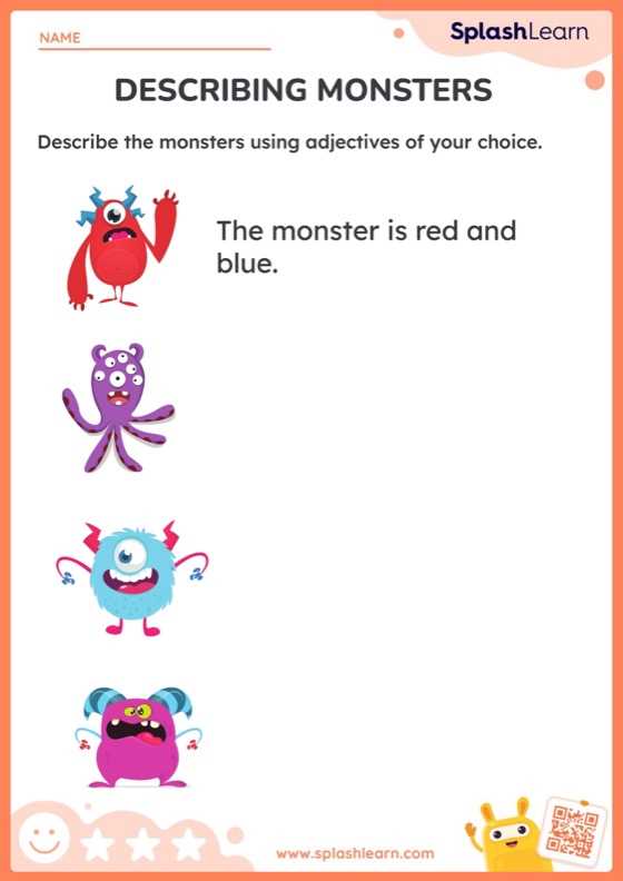 describe the picture worksheet