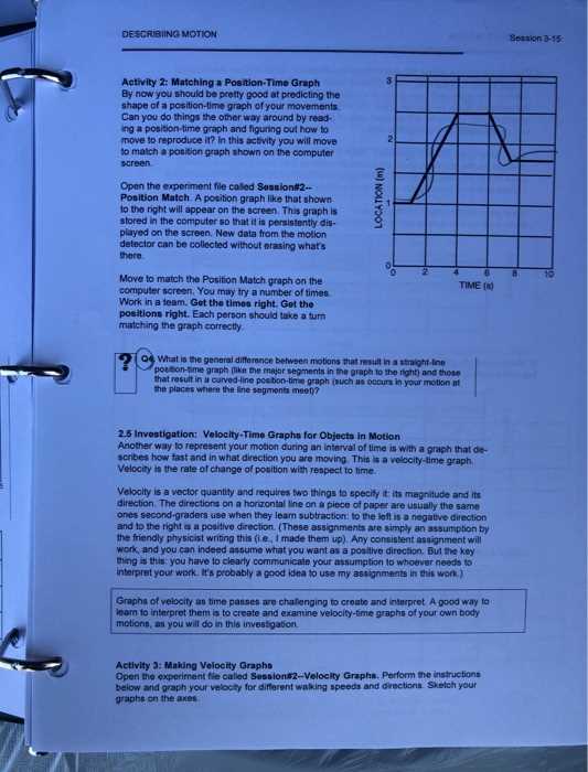 describing motion graphically worksheet