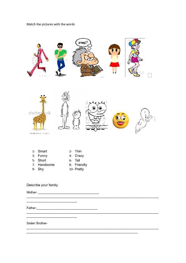 describing worksheet