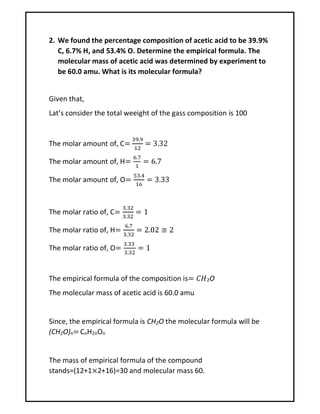 determining the empirical formula worksheet