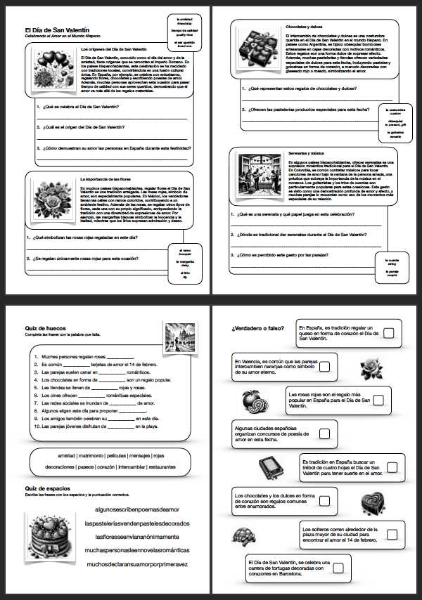 dia de san valentin worksheet