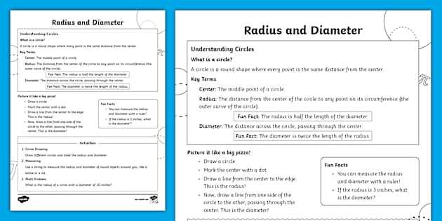 diameter radius and circumference worksheets