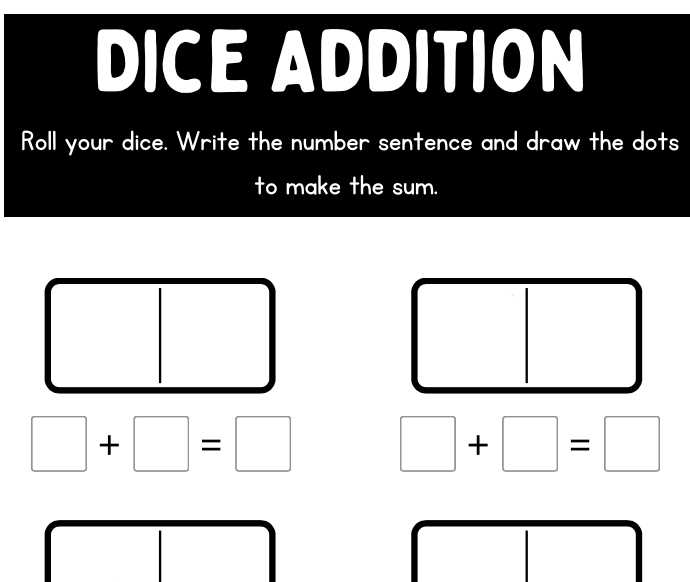 dice addition worksheet
