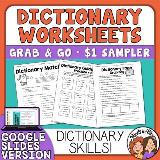 dictionary skills worksheet grade 3