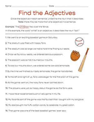 different types of adjectives worksheet