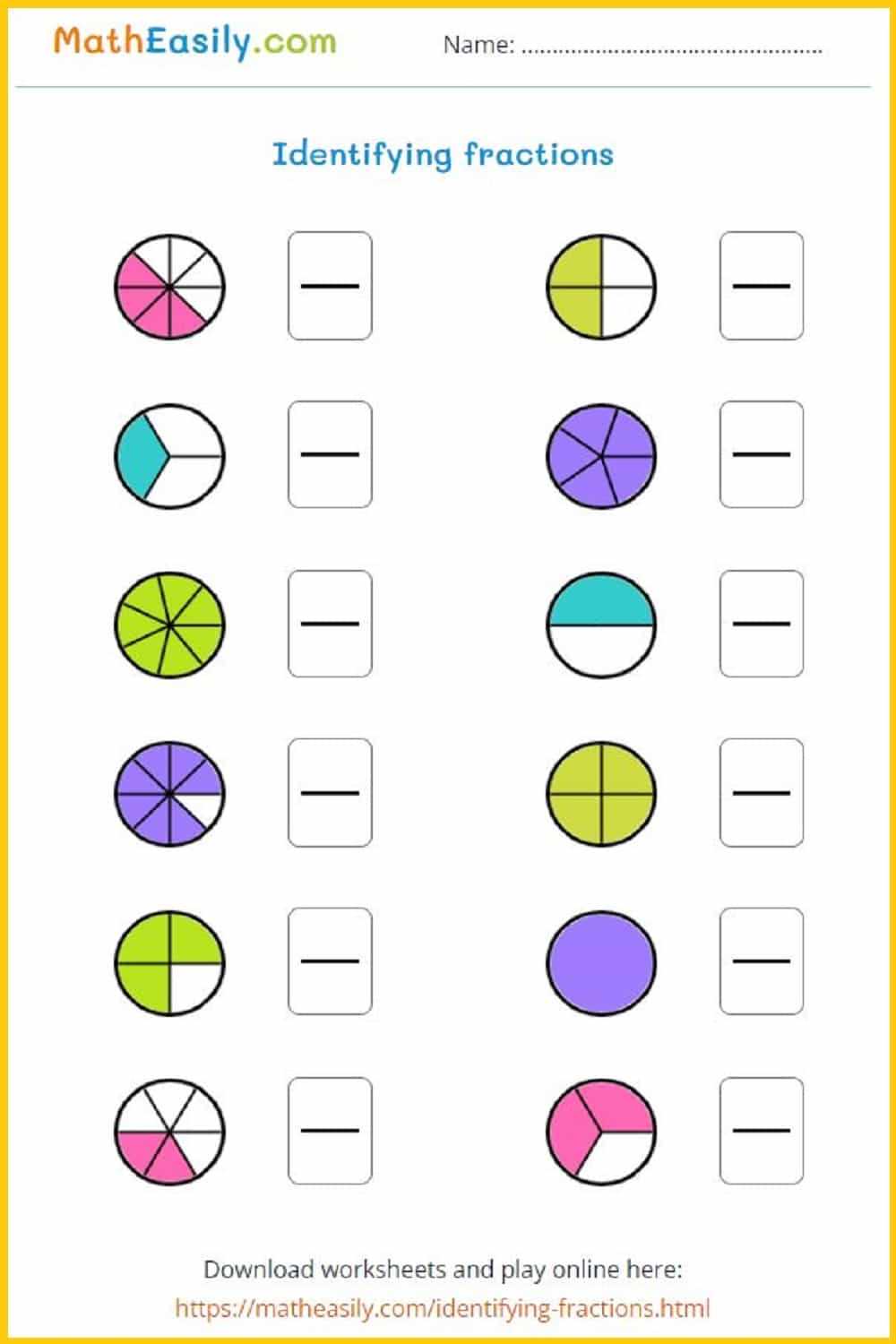 different ways to represent a fraction worksheet