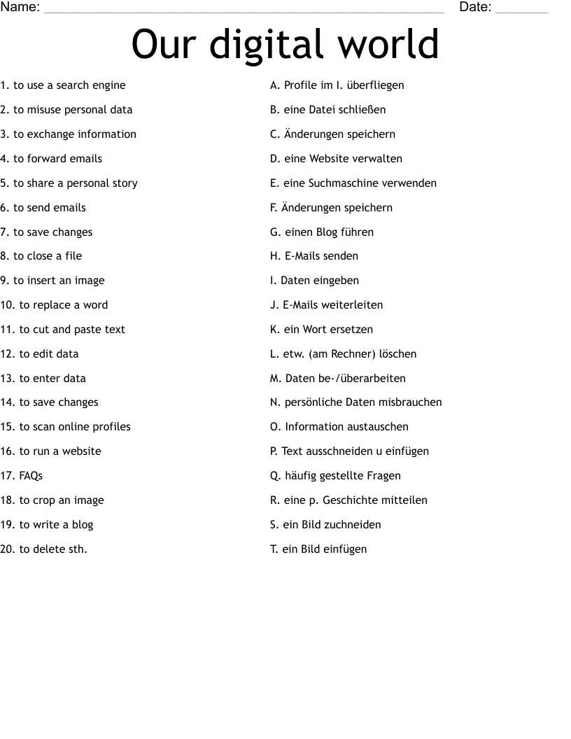 digital worksheet