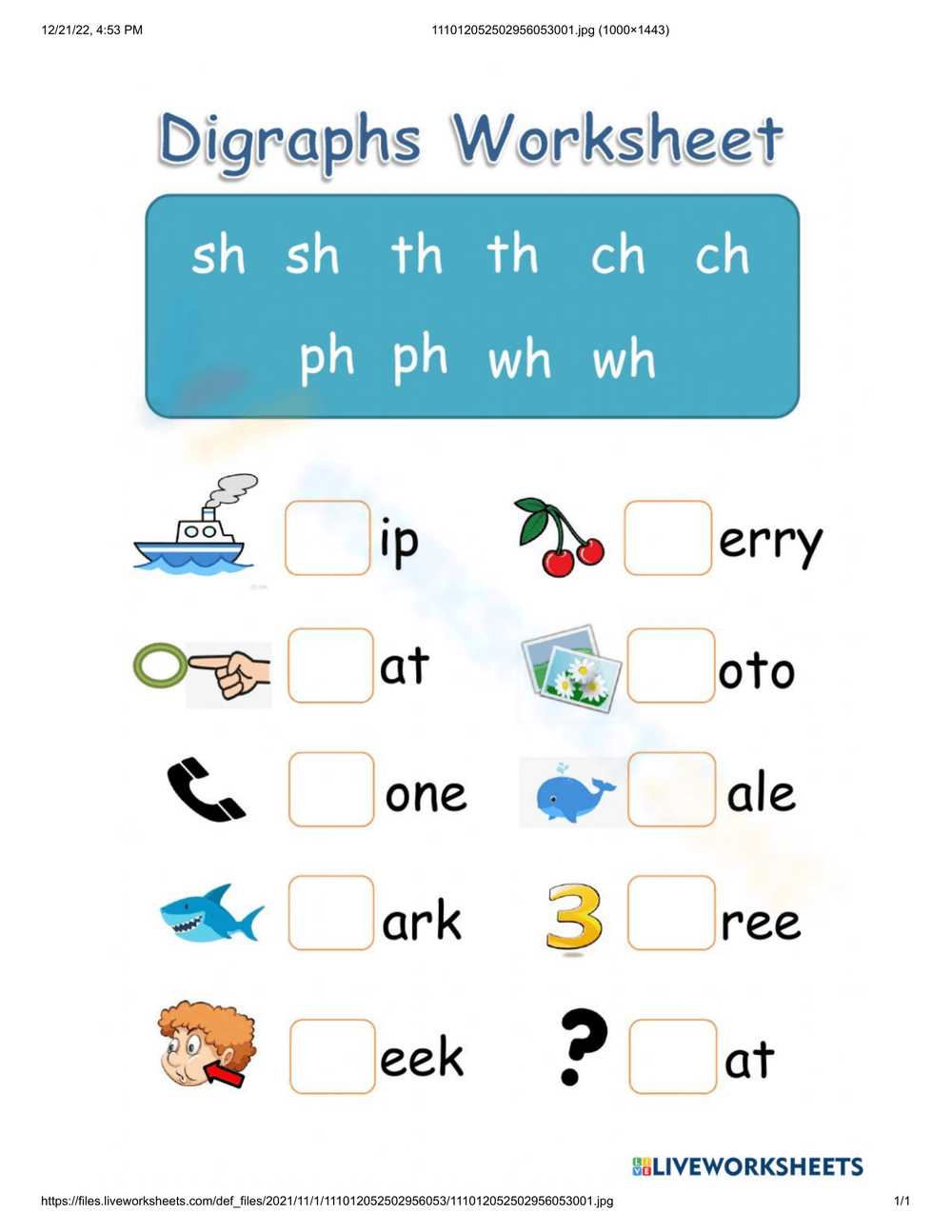 digraph worksheet