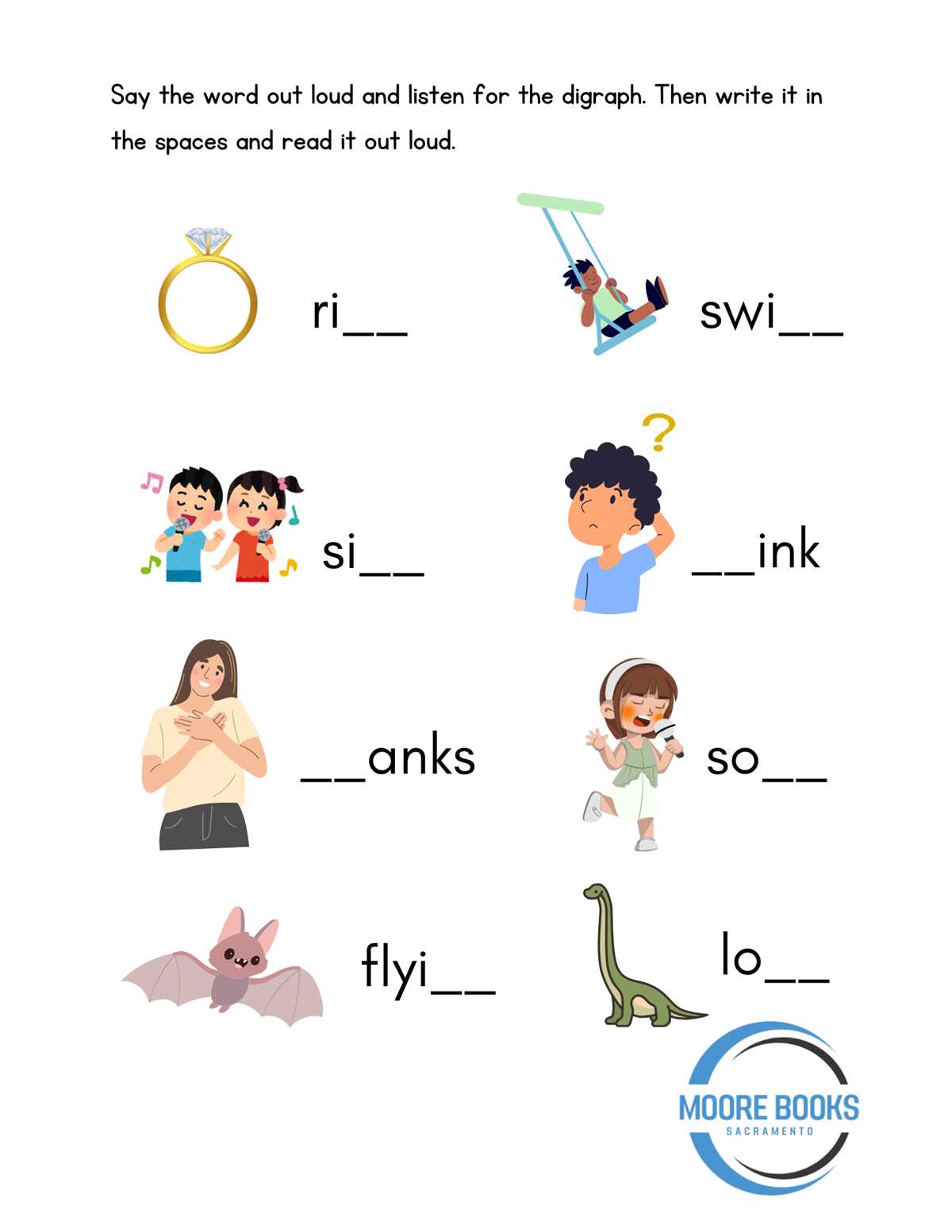 digraphs for kindergarten worksheets