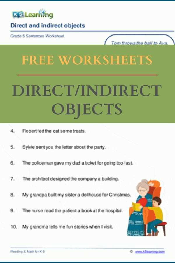 direct and indirect objects worksheets free
