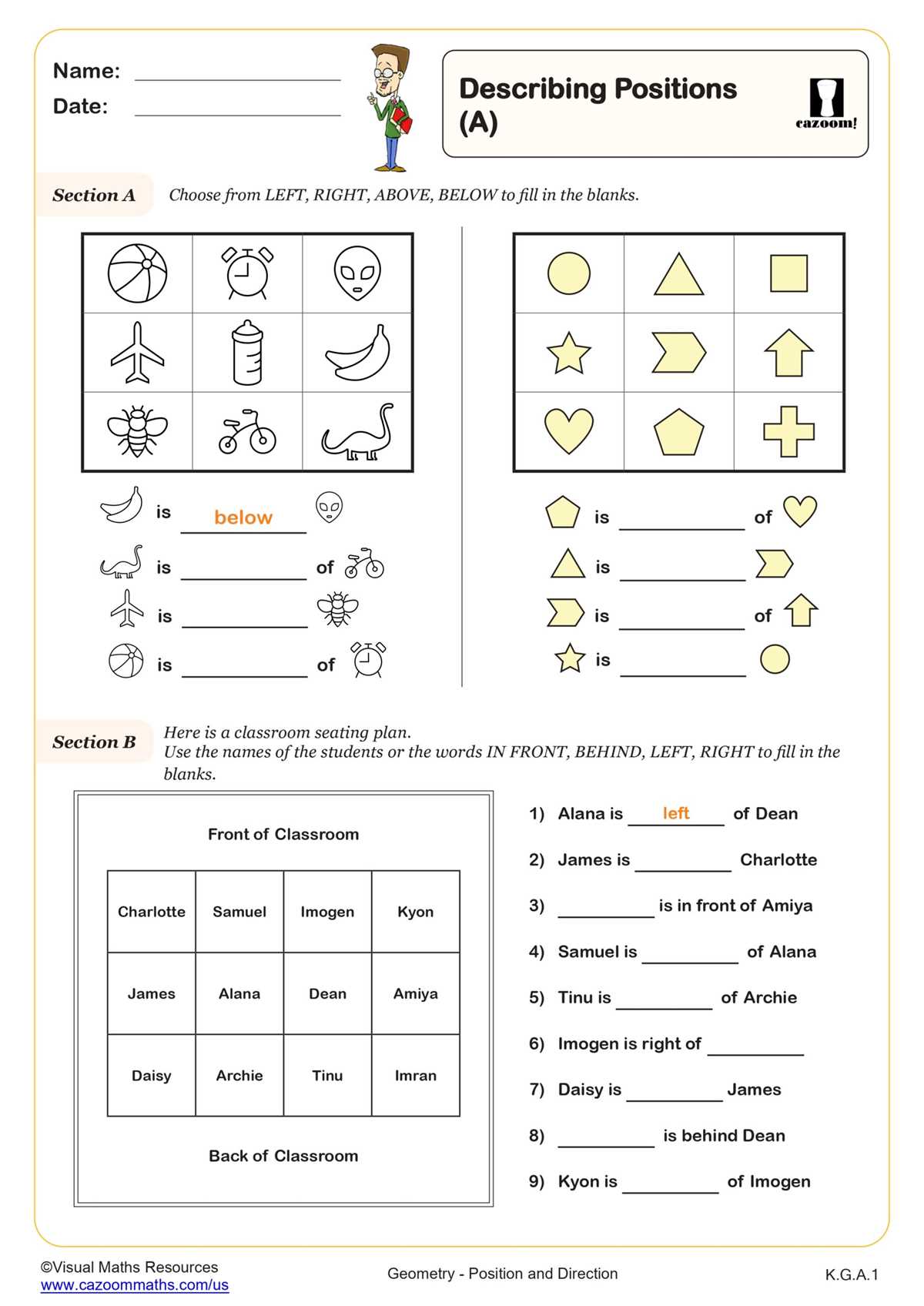 directionality worksheets