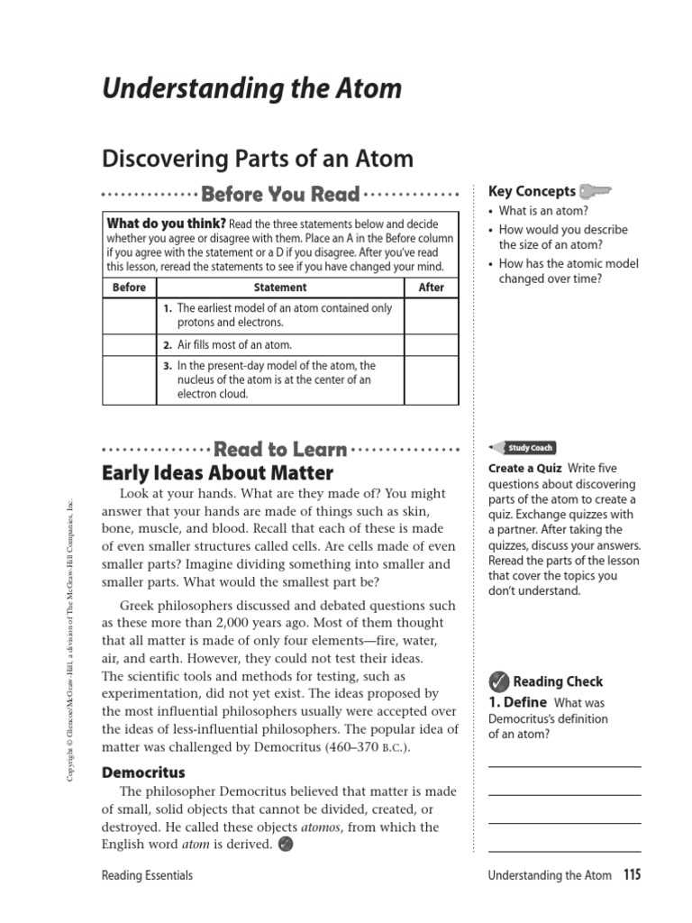 discovering parts of an atom worksheet