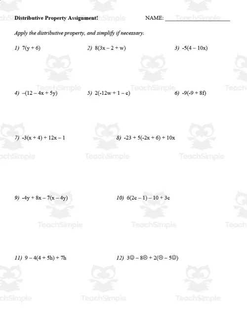 distributive property practice worksheet