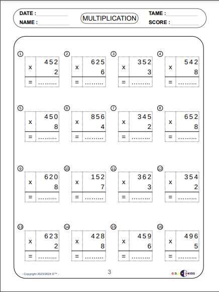 divide multi digit numbers worksheet