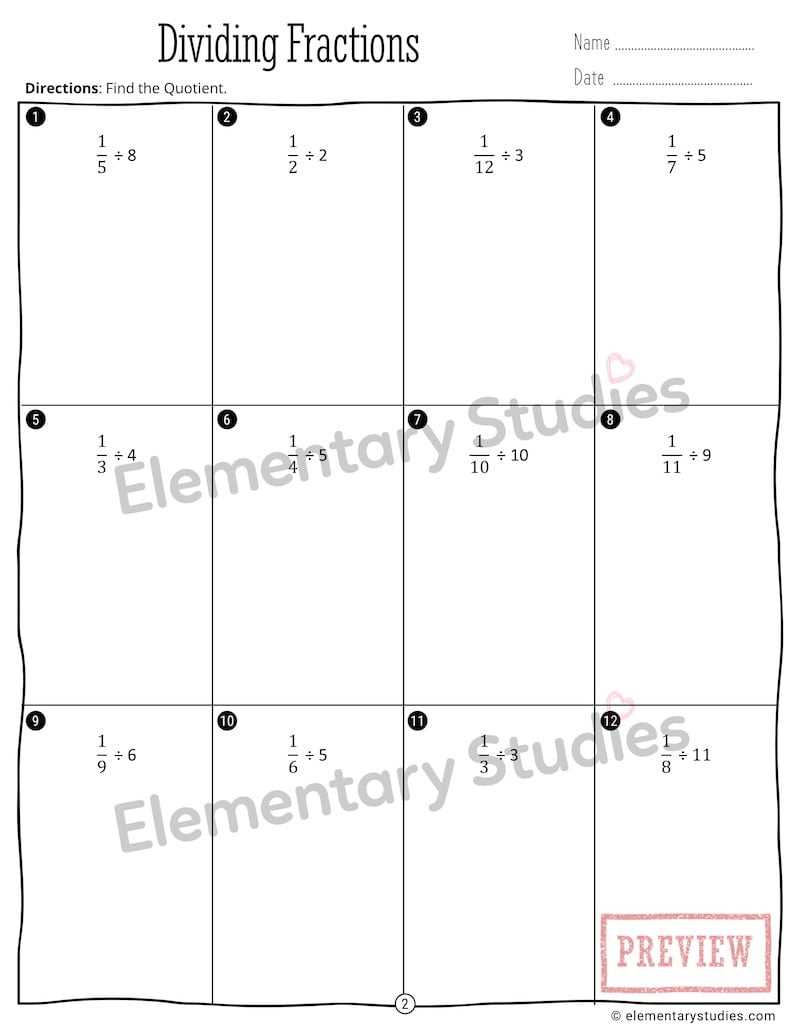 dividing whole numbers by fractions worksheet