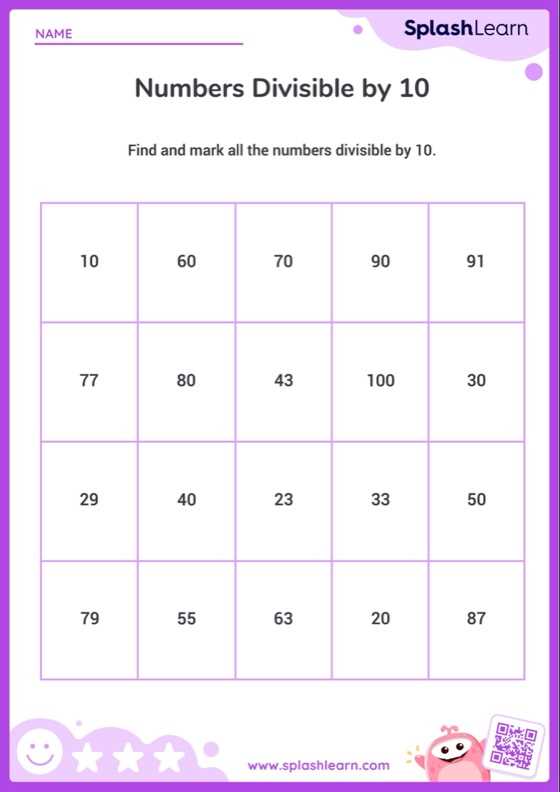 divisible by 2 5 10 worksheets