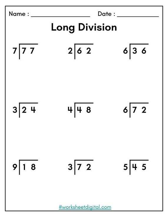 division examples worksheets