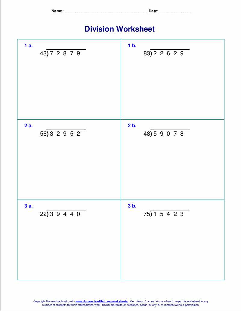 division facts with remainders worksheets