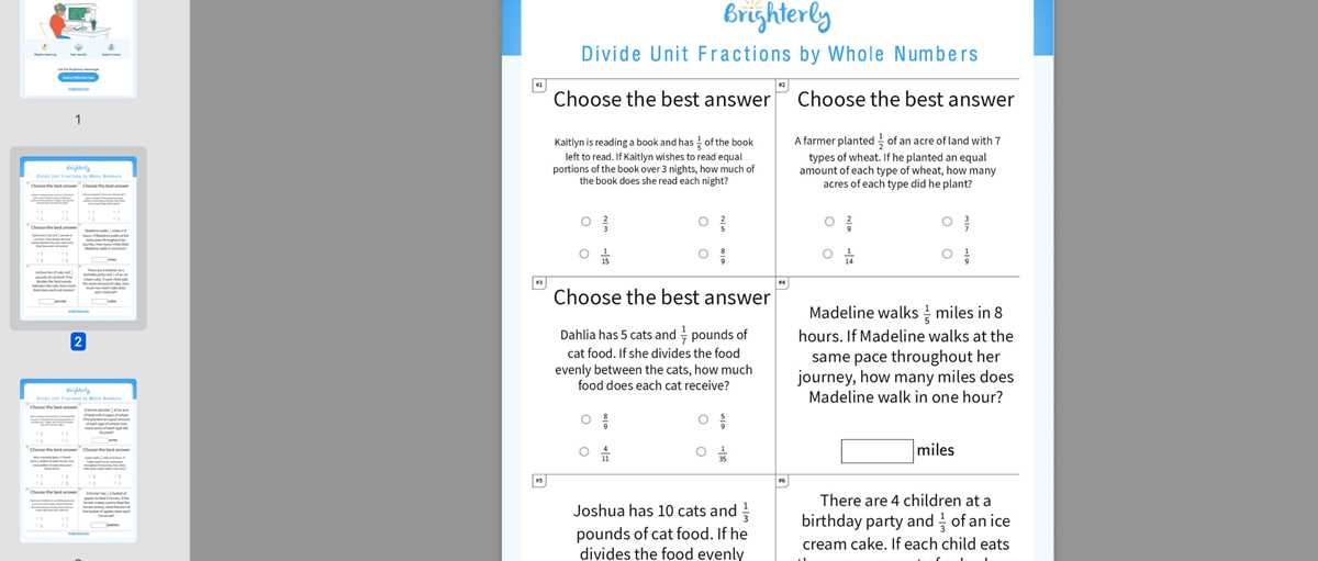 division fractions worksheet