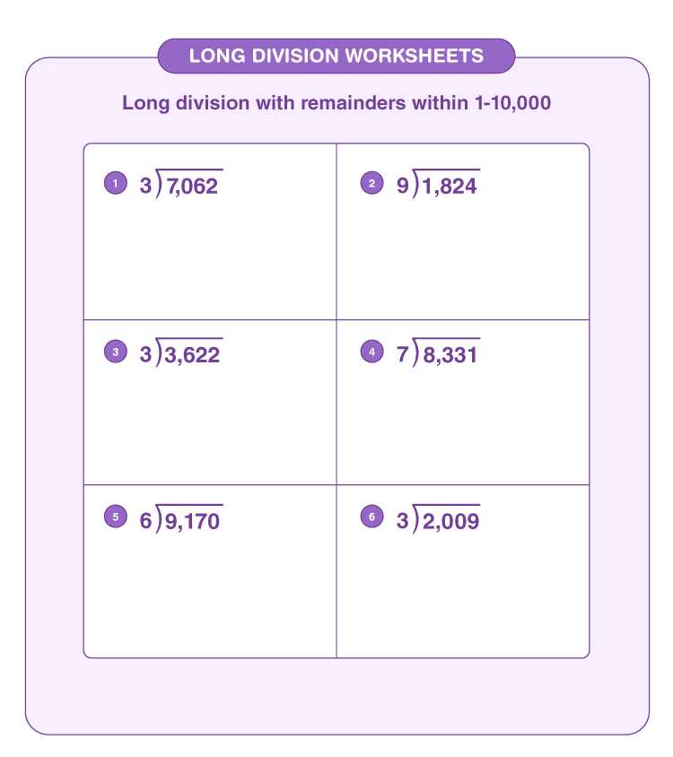 division long method worksheets