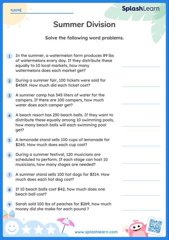 division math problems worksheets