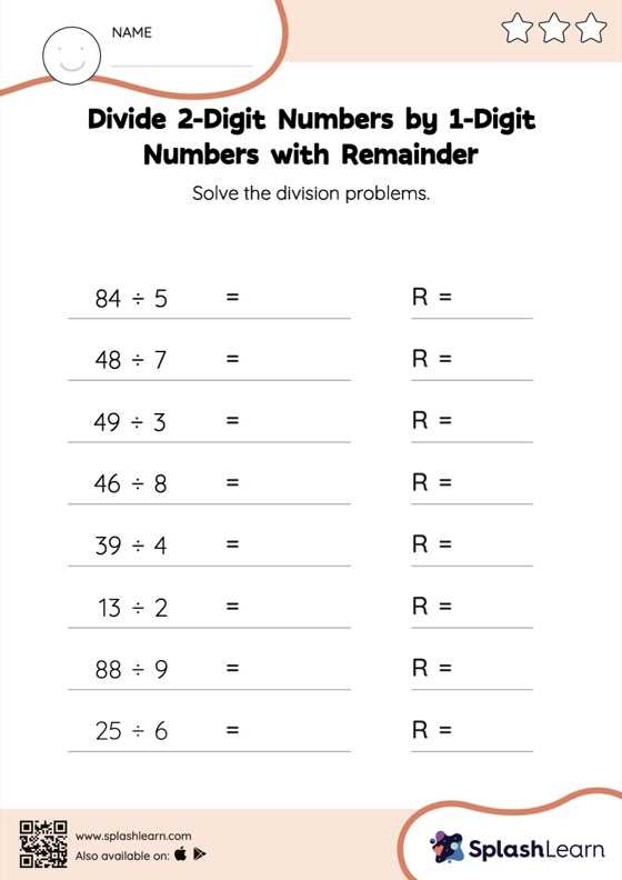 division of 2 digit numbers by 1 digit worksheet
