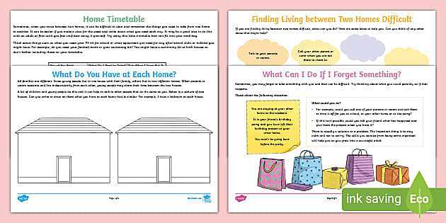divorce worksheets for kids