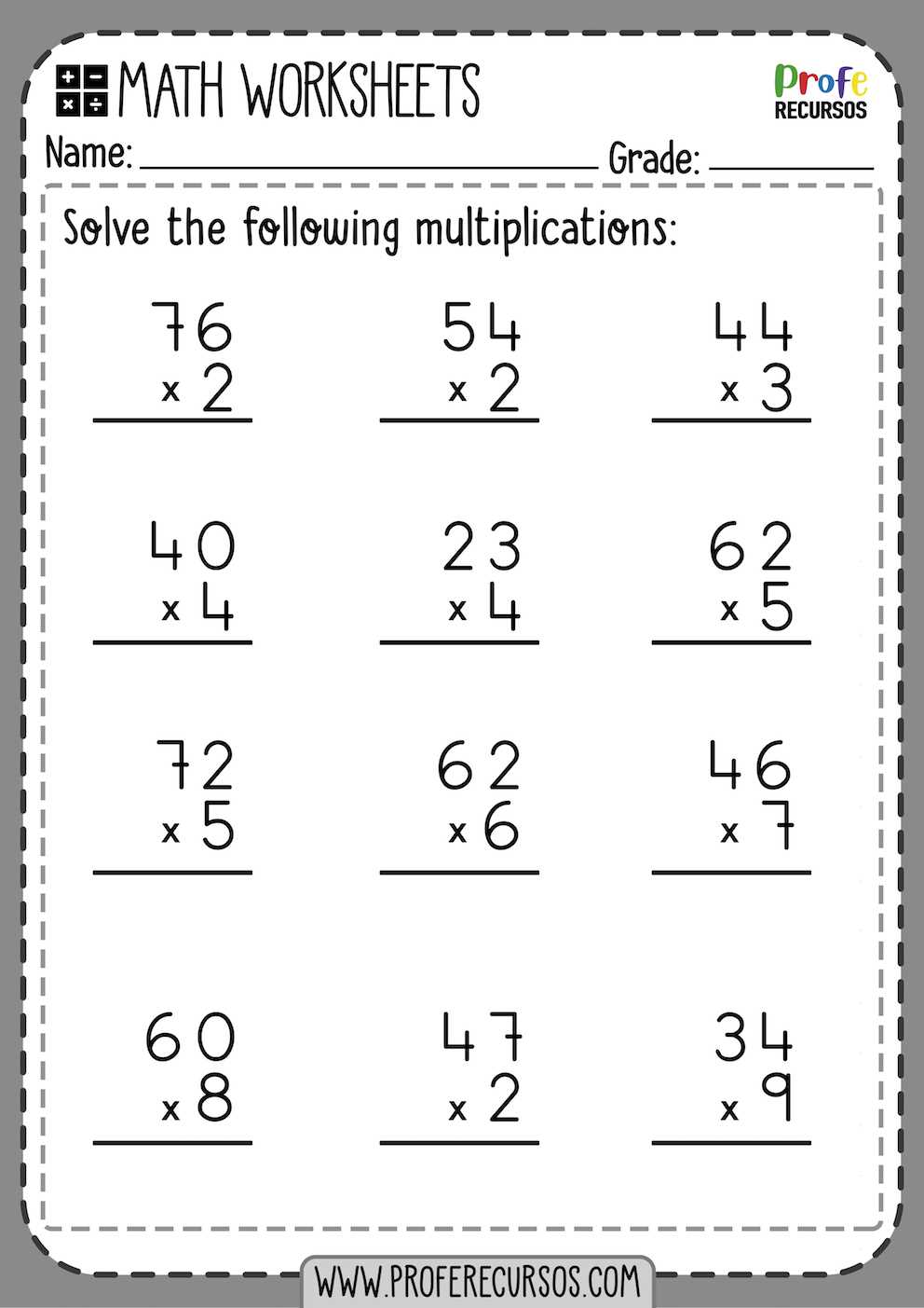 double digit multiplication practice worksheets